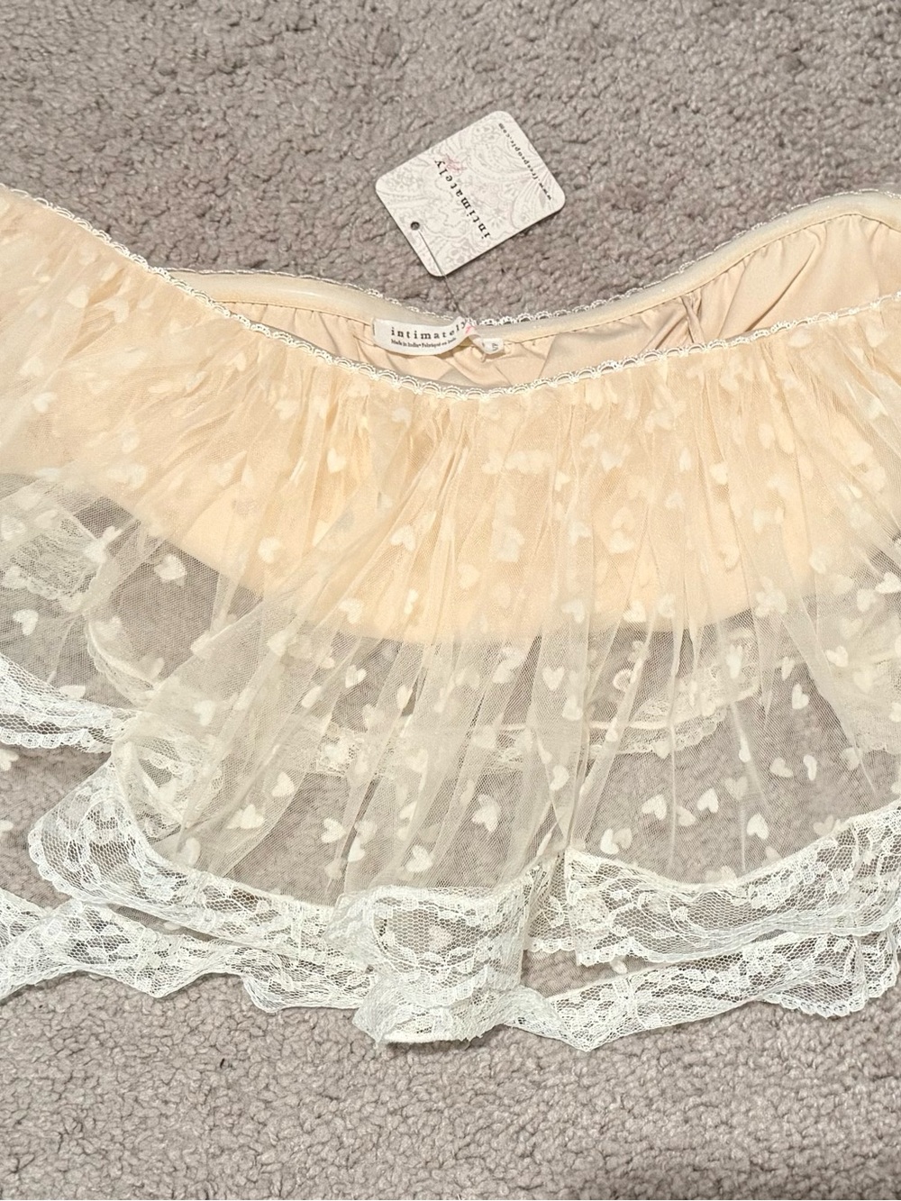 intimissimi Cream Heart-Print Sheer Tulle Slip Skirt